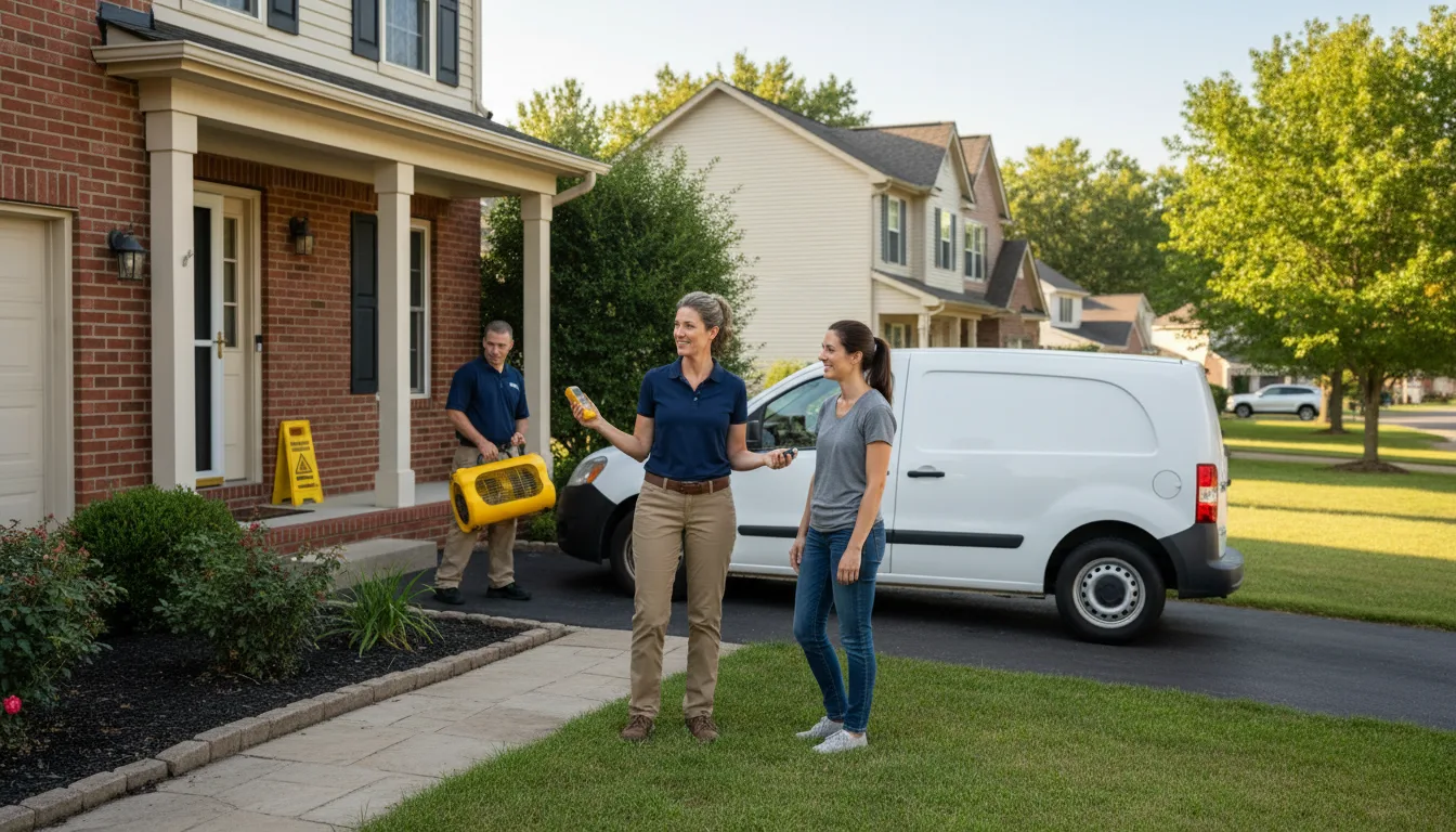 Residential water damage restoration in Herrick, IL